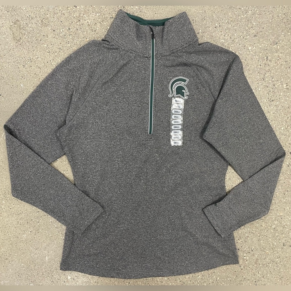 NWT Officially Licensed Michigan State Spartans MSU 1/4 zip Sweater size Large